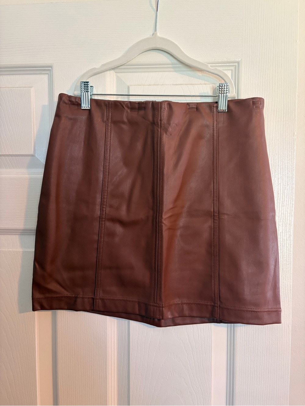 Tinseltown Brown Faux Leather Mini Skirt